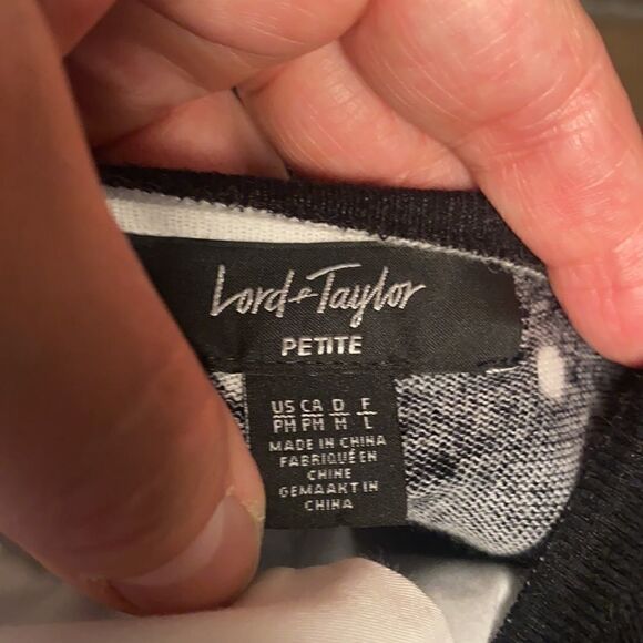 Petite Lord & Taylor Polk-a-dot Cotton Sweater - Picture 3 of 4